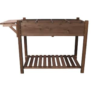 8 Pockets Horticulture Raised Garden Bed Elevated Wood Planter Box Stand with Foldable Side Table and Storage Shelf