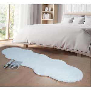 Mmlior White 2 ft. x 6 ft. Soft Faux Rabbit Fur Specialty Area Rug