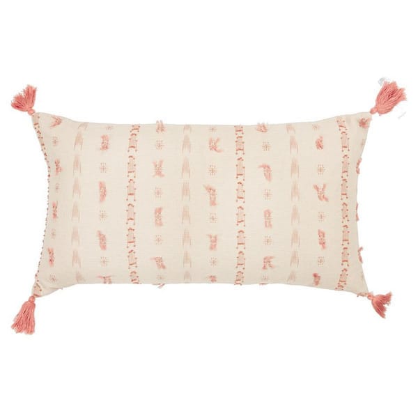 HomeRoots Natural Solid Polyester 14 in. x 26 in. Throw Pillow