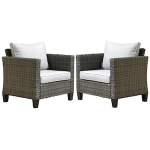 New Vultros Gray 2-Piece Wicker Outdoor Lounge Chair with Gray Cushions