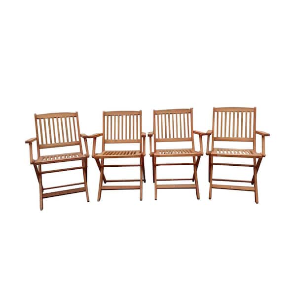 4-Piece Teak Solid Wood Folding Patio Outdoor Dining Chairs for Patio, Backyard, Sunroom, Deck