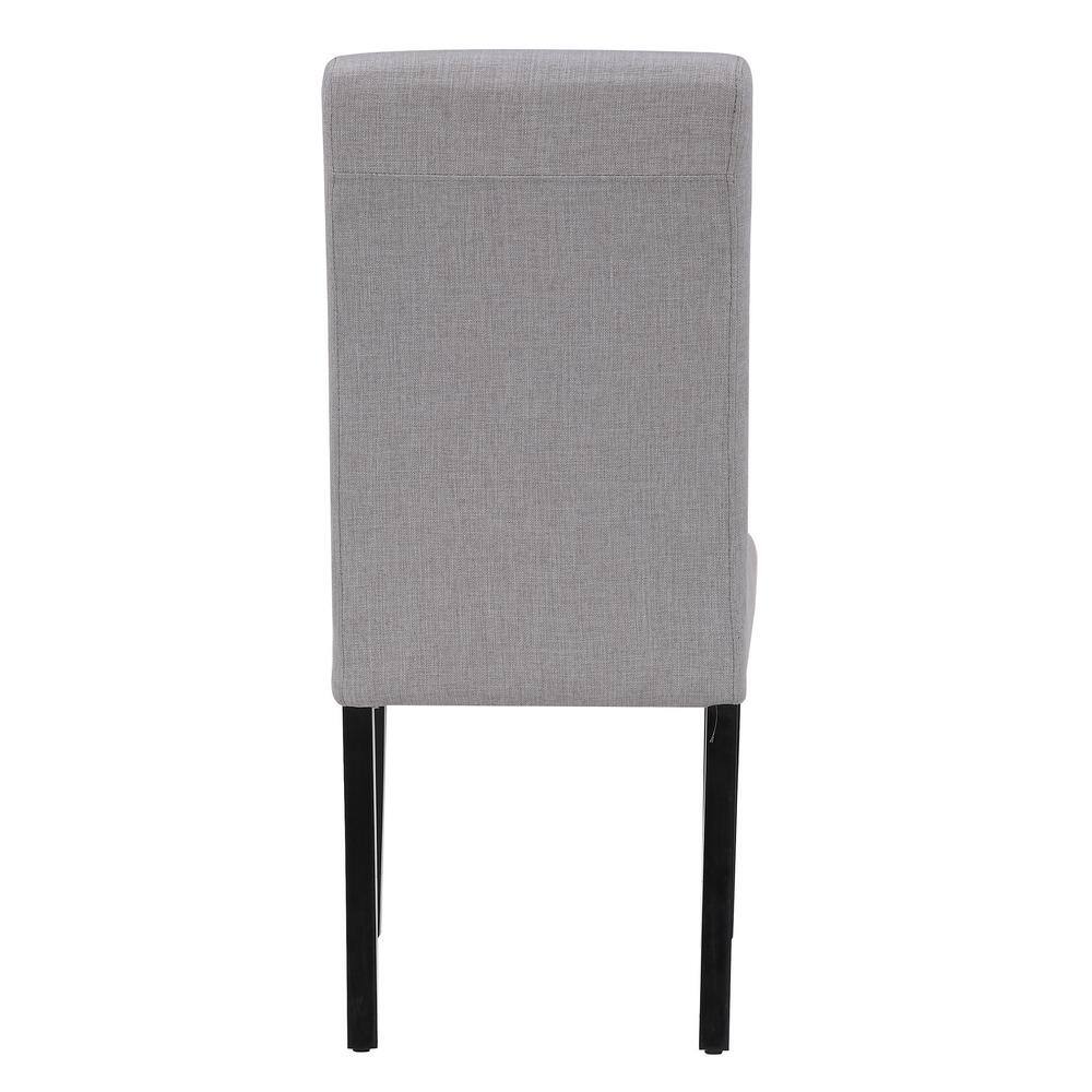 Gray Linen Upholstered Parsons Side Chair with Wood Legs