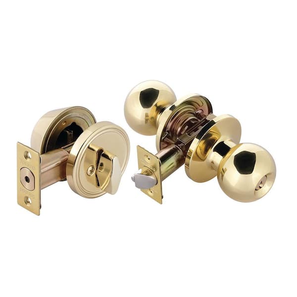 TOLEDO Avila Polished Brass Single Cylinder Keyed Entrance and Deadbolt Combo Pack