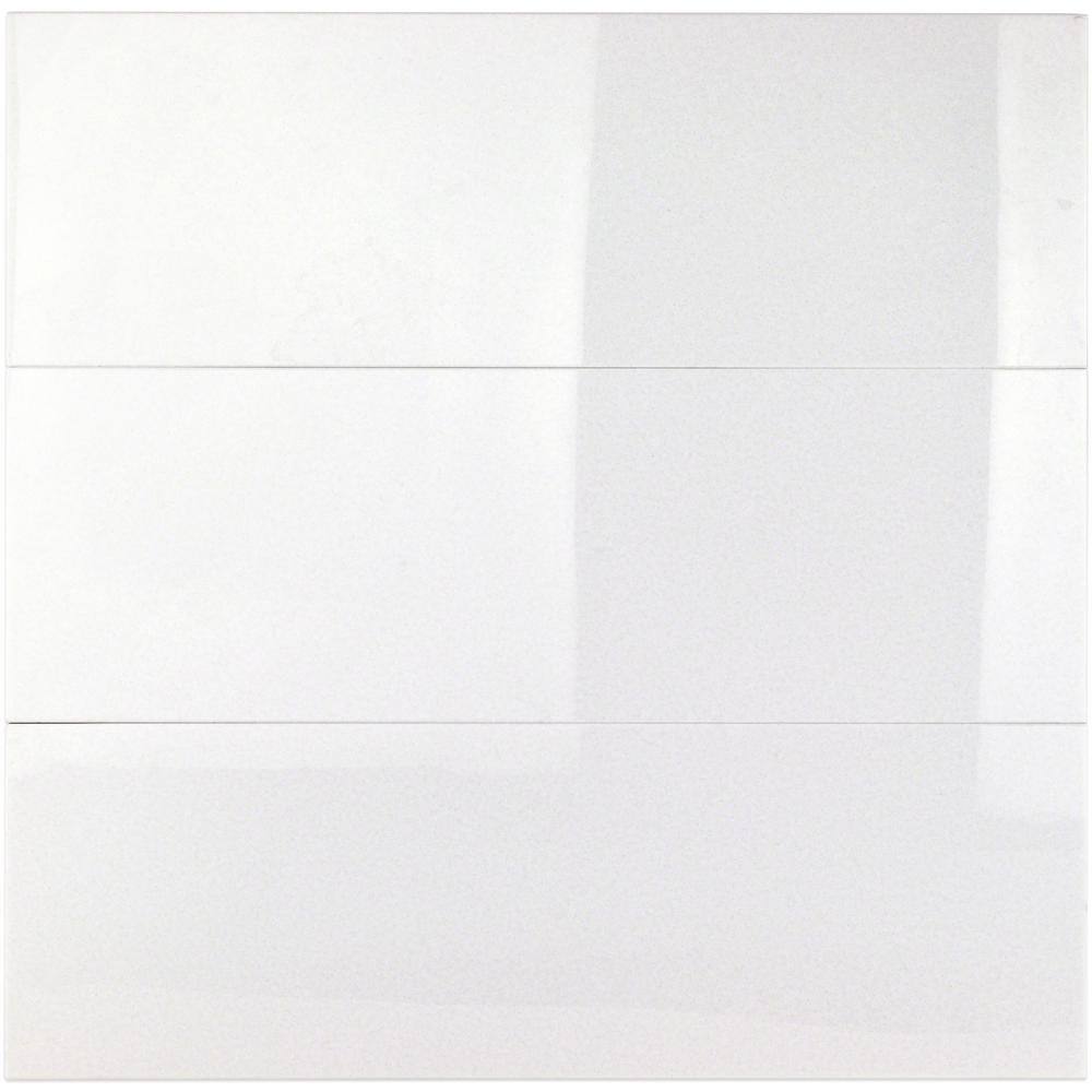 Lucid 6" x 18" White Polished Marble Look Tile