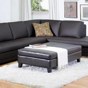 Jack Traditional Brown Faux Leather Upholstered Storage Ottoman