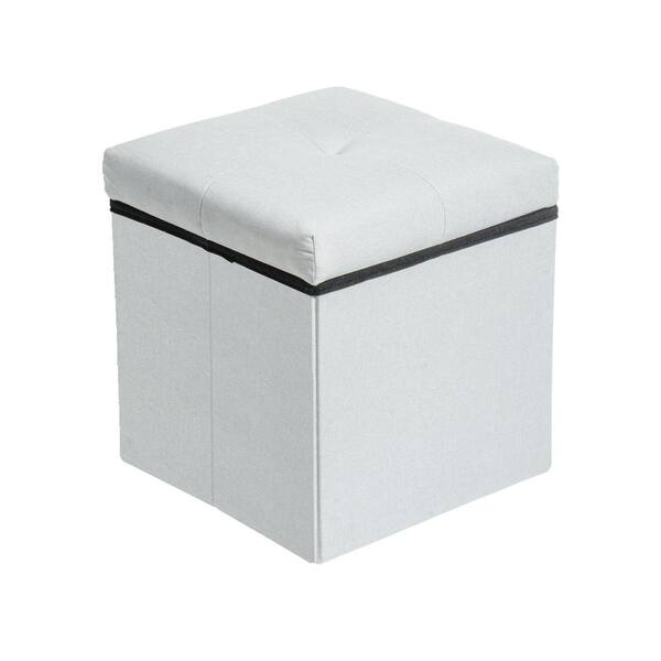 Wateday Gray Fabric Foldable Storage Ottoman