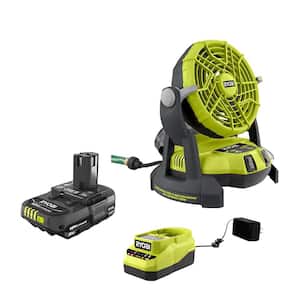 ONE+ 18V Cordless 2-Speed Bucket Top Misting Fan and 2.0 Ah Compact Battery and Charger Starter Kit