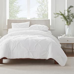 Simply Clean 3-Piece White Pleated Microfiber King Comforter Set