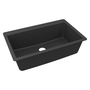 Quartz Classic 33 in. Drop-in Single Bowl Matte Black Granite/Quartz Composite Kitchen Sink Only