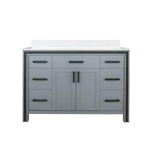 Ziva 48 in W x 22 in D Dark Grey Bath Vanity and White Quartz Top