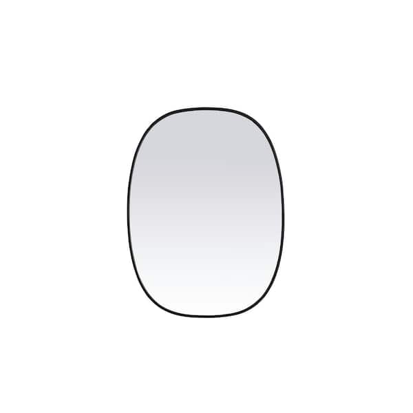 Unbranded Simply Living 30 in. W x 40 in. H Oval Metal Framed Black Mirror