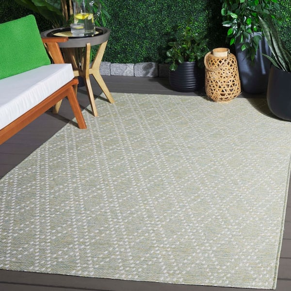 Sunset Light Green/Yellow 8 ft. x 10 ft. Geometric Diamond Indoor/Outdoor Area Rug