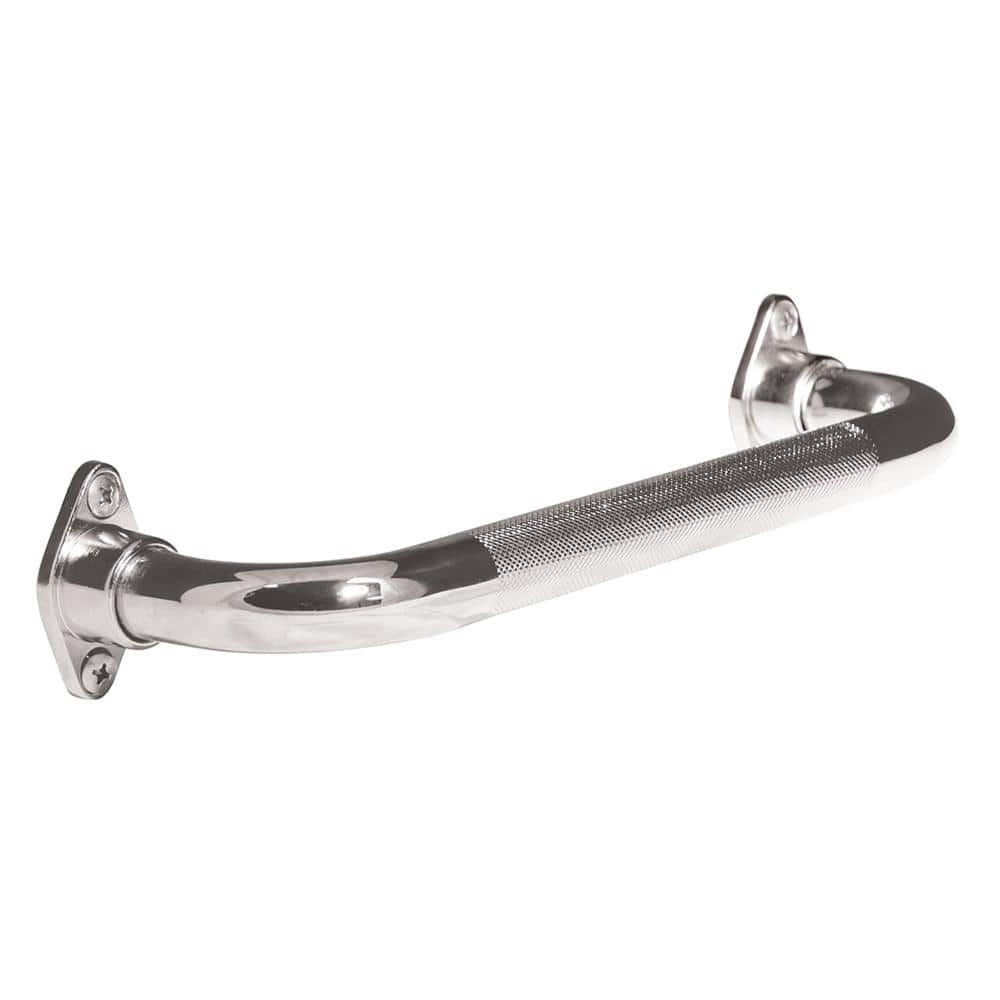 18 in./45.72 cm Knurled Chrome Grab Bar with Rotating Flange