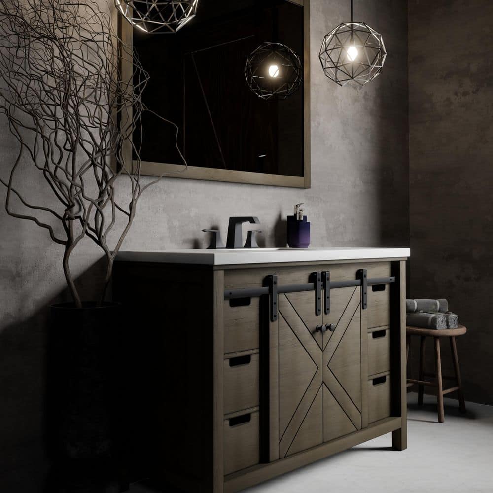 Marsyas 48 in W x 22 in D Rustic Brown Bath Vanity, Cultured Marble Countertop and Faucet Set price history on PriceWatchPro