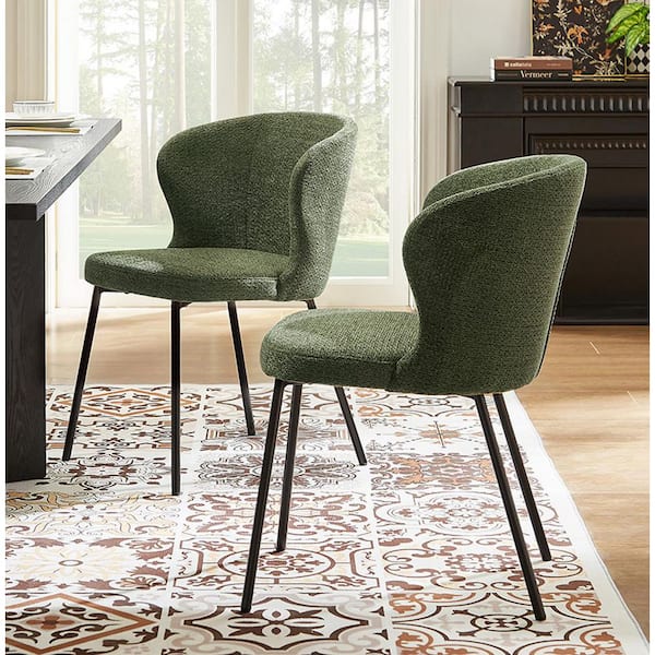 Art Leon Shell Green Fabric Dining Side Chairs Set of 2
