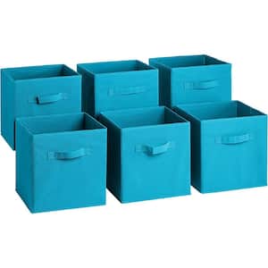 11 in. H x 10.5 in. W x 11 in. D Aqua Foldable Cube Storage Bin (6-Pack)