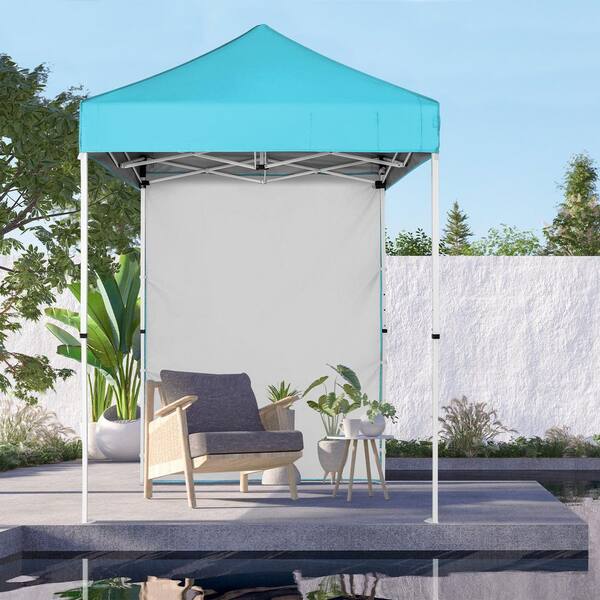 [HOUMMING] GOOD DAY POMPOM CANOPY ★ 大人気 Karl home 6.5 ft. x 6.5 ft. Blue Straight Leg Pop-Up Canopy