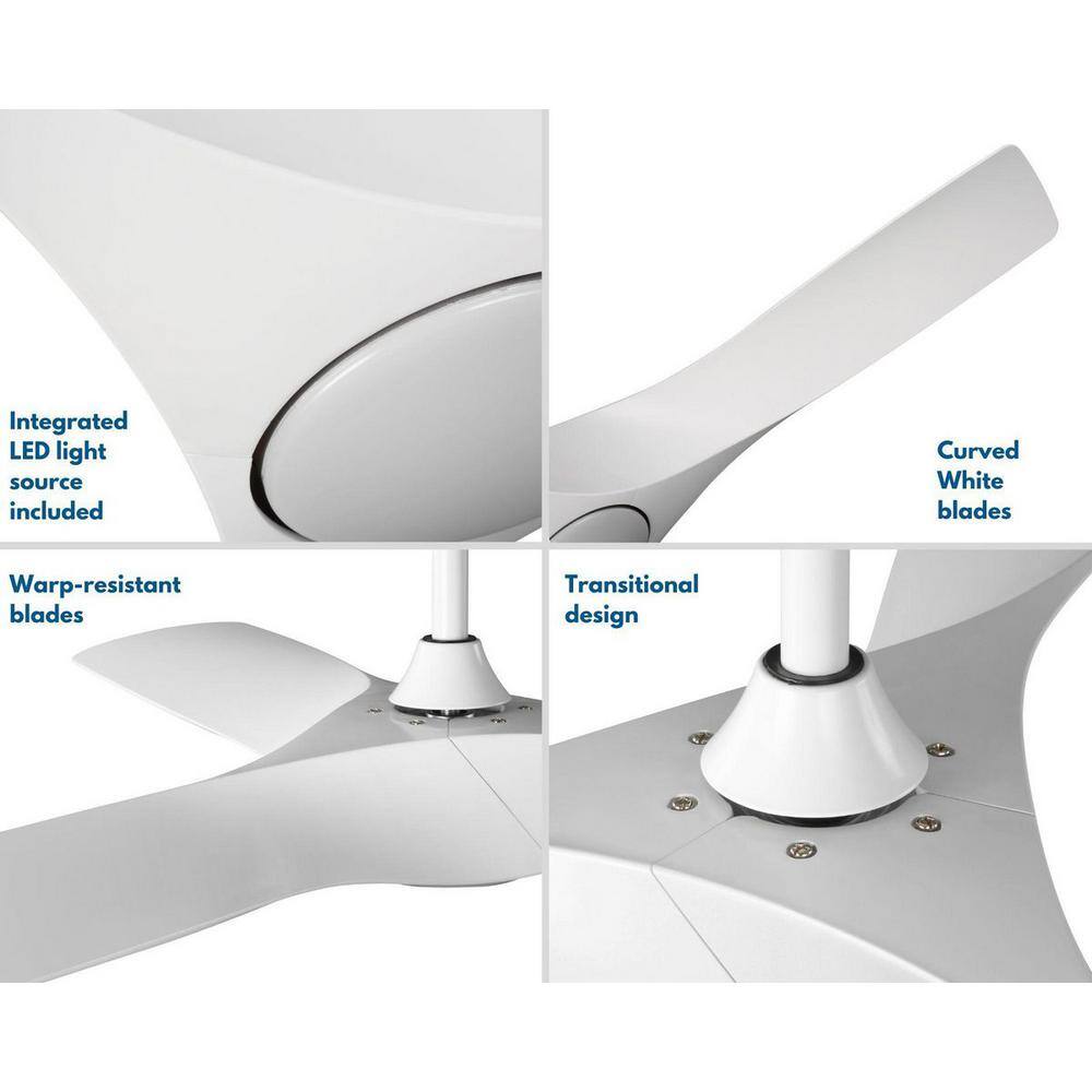 Ryne 52" Matte White 3-Blade Smart LED Ceiling Fan