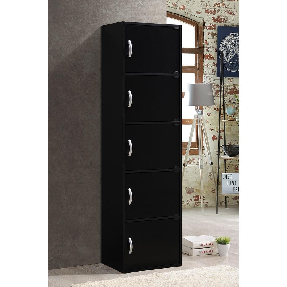 SEJCMYX Modern Black 5-Shelf Multipurpose Storage Cabinet