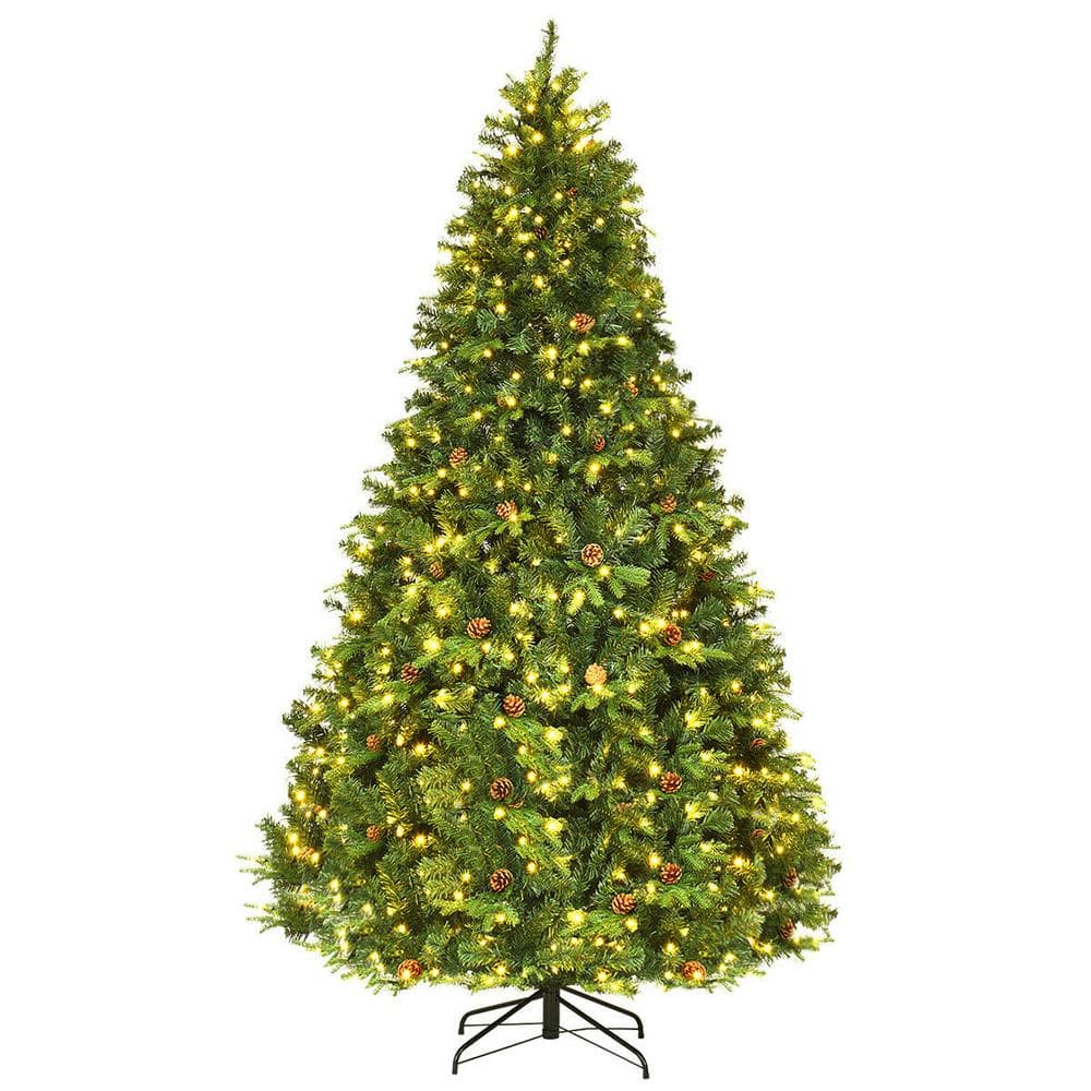 8ft Pre-lit Artificial Pine Christmas Tree with Warm White LED Lights