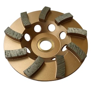 4 in. Diamond Grinding Wheel for Concrete and Masonry, 9 Turbo Diamond Segments, 7/8 in. - 5/8 in. Non-Threaded Arbor