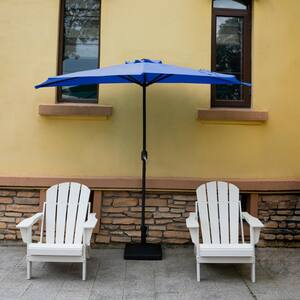 FIJI 9 ft. Market Half Patio Umbrella with 50 lbs. Concrete Base in Royal Blue
