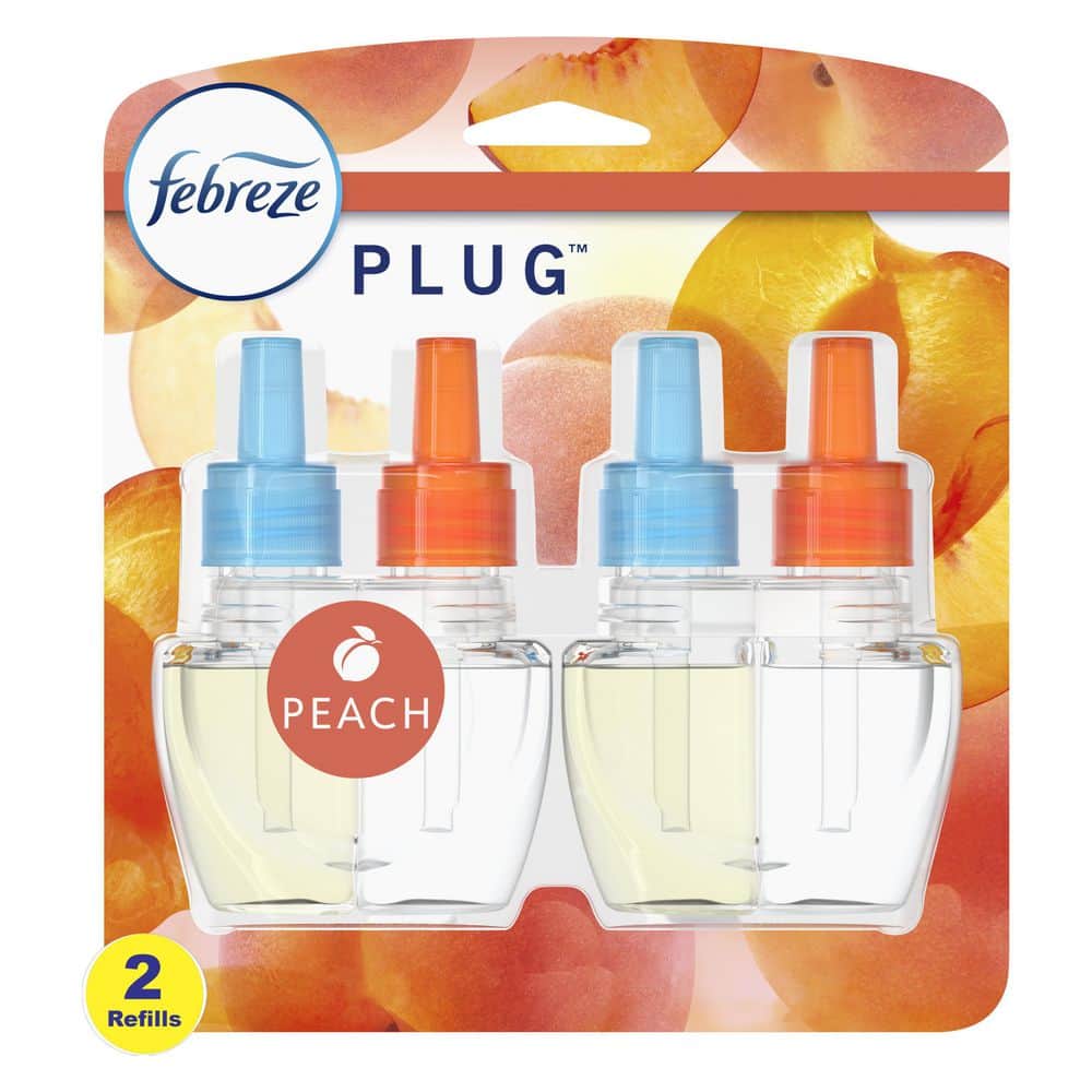 Febreze Plug Odor-Fighting Air Freshener Peach  (2) .87 fl oz Oil Refills