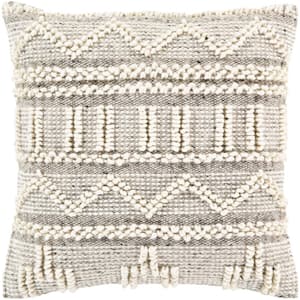 Fazari Khaki/Black/Cream Woven Polyester Fill 22 in. x 22 in. Decorative Pillow