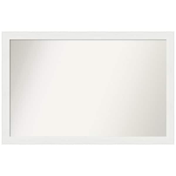 Amanti Art Vanity White Narrow 43.5 in. x 28.5 in. Custom Non-Beveled Recycled Polystyrene Framed Bathroom Vanity Wall Mirror
