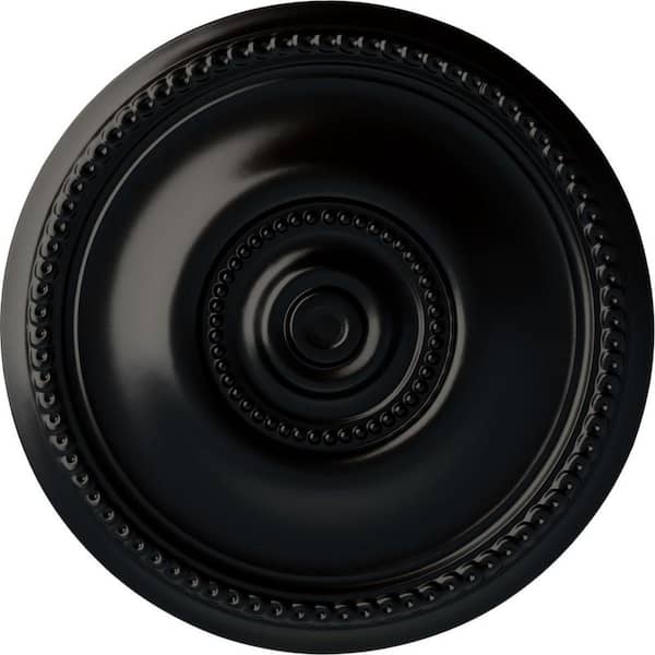 Ekena Millwork 20-5/8" x 1-3/8" Raynor Urethane Ceiling Medallion (Fits Canopies upto 6"), Hand-Painted Jet Black