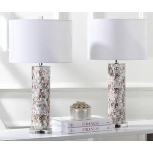 Boise 28.9 in. Cream Shell Table Lamp with White Shade (Set of 2)