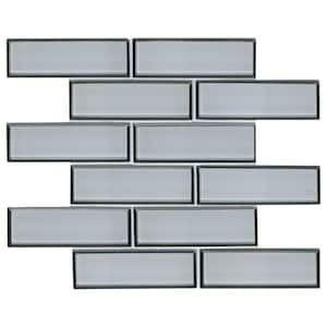 Ice Bevel Subway 12 in. x 15 in. Glossy Glass Mesh-Mounted Mosaic Wall Tile (0.96 sq. ft./Each)