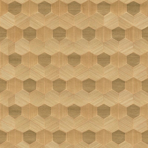 A-Street Prints Linzhi Copper Sisal Grasscloth Inlay Wallpaper Sample