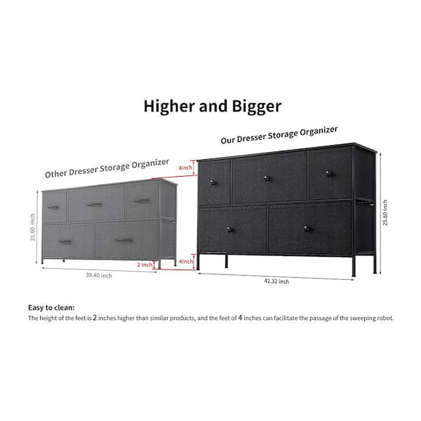 REAHOME 8 Drawer Steel Frame Bedroom Storage Organizer Chest Dresser, Light  Grey in 2023
