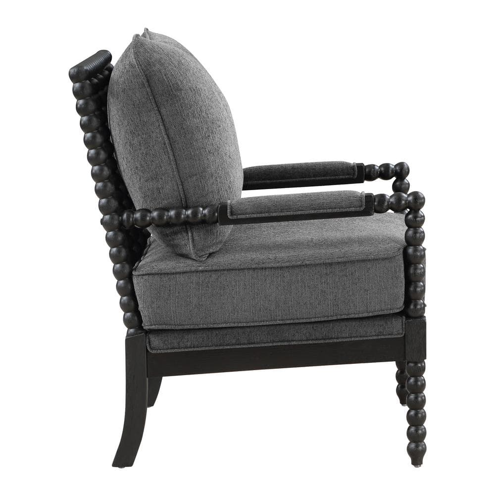 Charcoal Spindle Accent Chair with Black Wood Frame