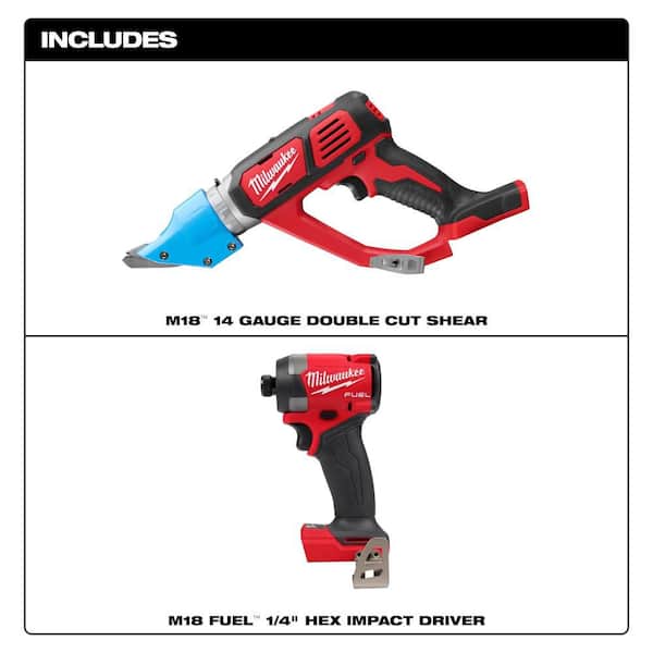 M18 18-Volt 14-Gauge Lith-Ion Cordless Double Cut Metal Shear w/ 1/4 in. Impact Driver