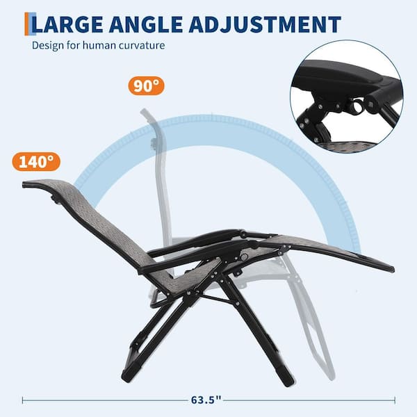 Black Steel Folding Outdoor Lounge Chair with PE Rattan Seat