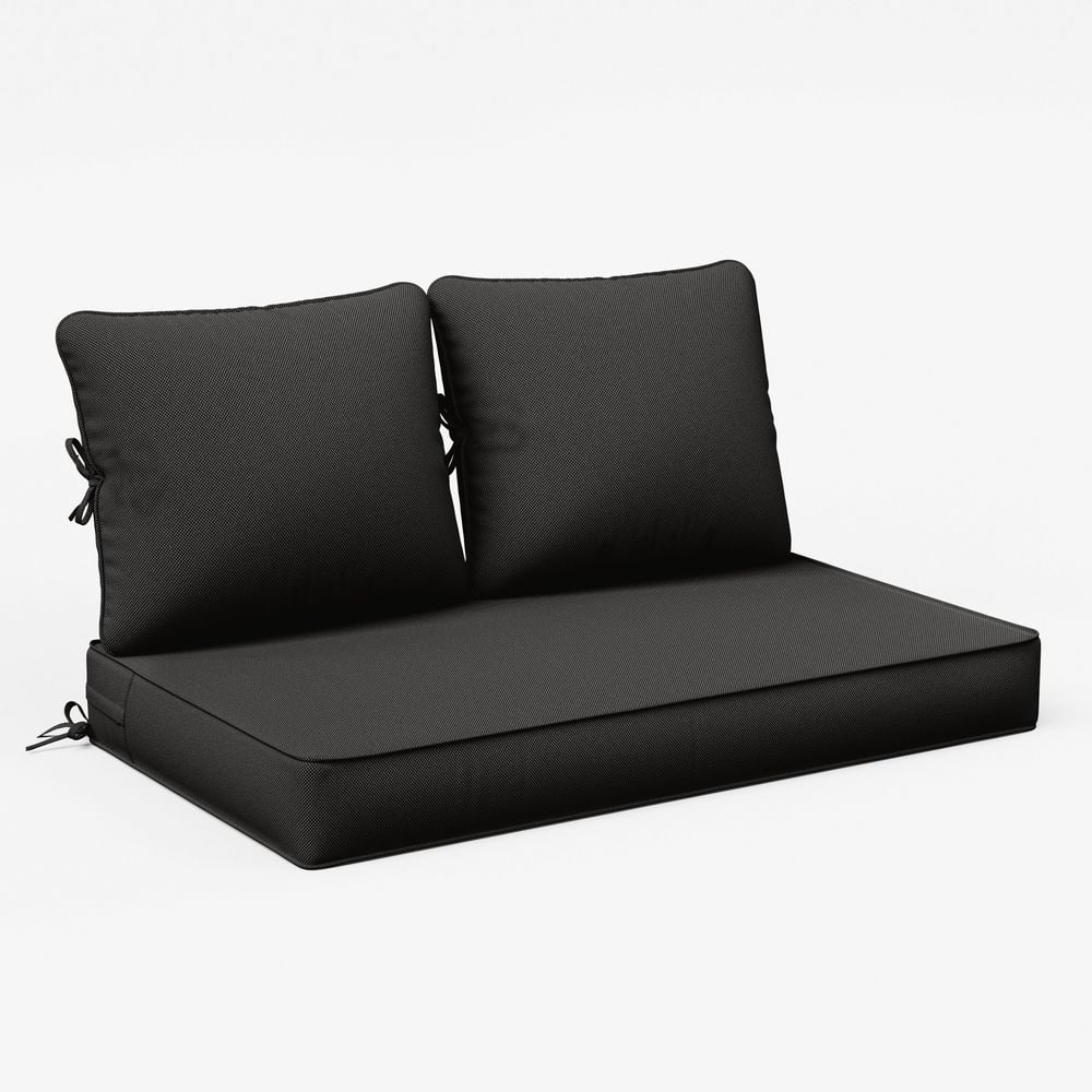 46 in. x 26 in. x 5 in. Outdoor Patio Replacement Loveseat Sofa Cushion Set with Backrest Black