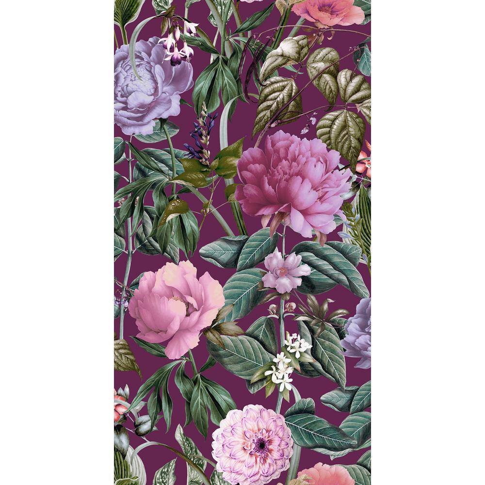 Purple Floral Botanical Paradise Non-Pasted Paper Wallpaper
