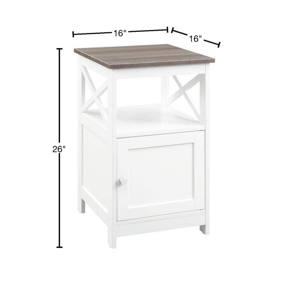 Oxford Driftwood and White Square End Table with Cabinet
