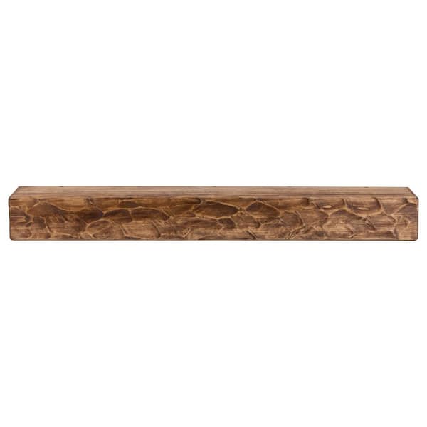Dogberry Collections 60 in. W x 5.5 in. H x 6.25 in. D Rough Hewn Aged Oak Cap-Shelf Mantel