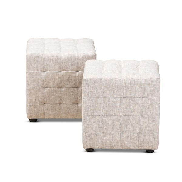 Baxton Studio Elladio Beige Cube Ottoman Set