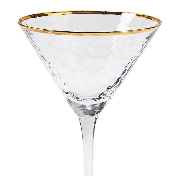Split P 8 Oz Metallic Gold Rim Martini Glass Set Of 4 25 674g The Home Depot