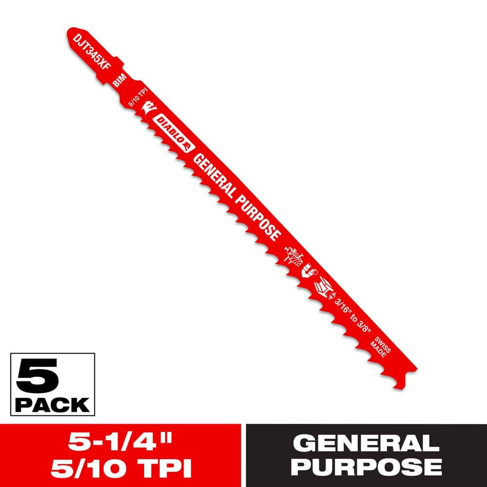 S.C.A　PLACEBO EL-DIABLO PLUS 5'10 DIABLO 5-1/4 in. x 5/10 TPI General Purpose Bi-Metal Jigsaw Blade