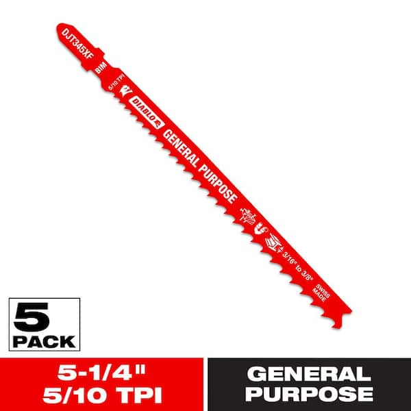 5-1/4 in. x 5/10 TPI General Purpose Bi-Metal Jigsaw Blade (5-Pack)