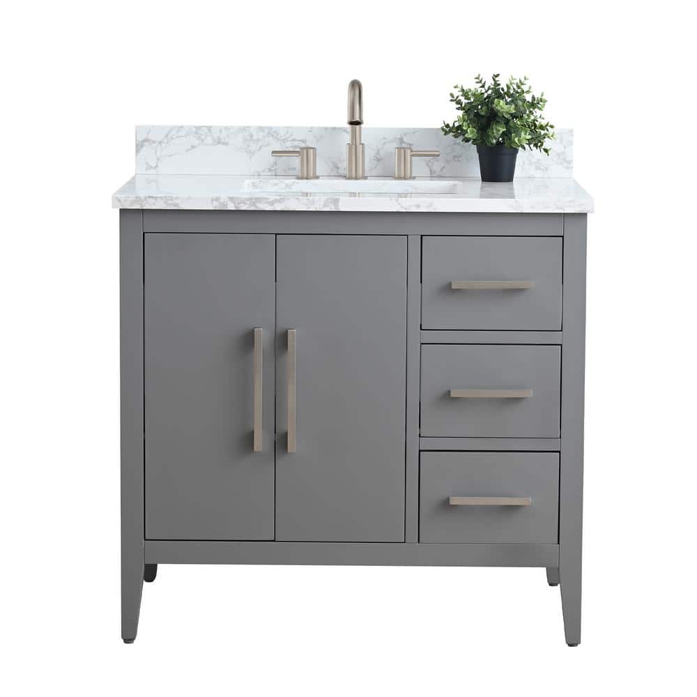Cashmere Gray 36" Single Bathroom Vanity with Marble Countertop