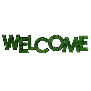 39.5 in.W x 8.7 in. H Metal Green Decorative Sign, WELCOME Letter Art Moss Wall Decor