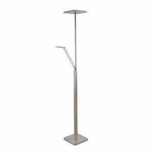 IBIZA 72 in. Satin Nickel Dimmable Torchiere Floor Lamp with Satin Nickel Acrylic, Metal Shade