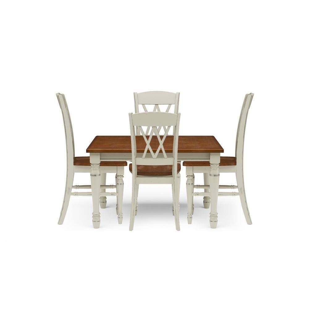 Monarch White and Oak 5-Piece Dining Set with Double X-Back Chairs