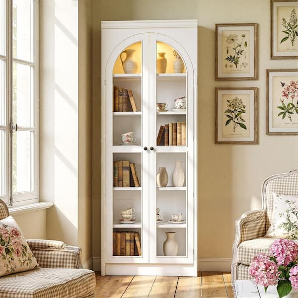 【ベル】CEO Cabinet Storage Set Homsee Pearl Wood 31.5 in. x 86.6 in. Pantry Cabinet with China